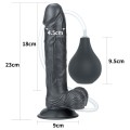Lovetoy SQUIRT EXTREME BLACK 9" czarne realistyczne dildo z wytryskiem