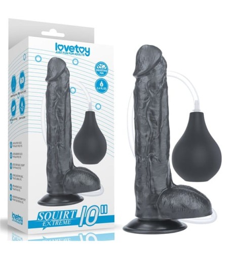 Lovetoy SQUIRT EXTREME BLACK 10" czarne realistyczne dildo z wytryskiem