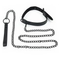 Lovetoy BONDAGE FETISH BLACK MATT COLLAR WITH LEASH obroża ze smyczą BDSM