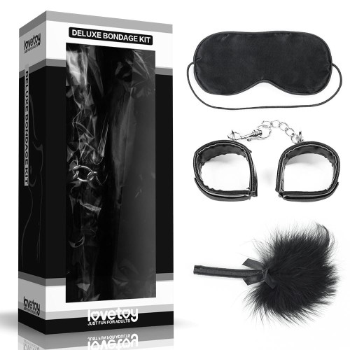 Lovetoy DELUXE BONDAGE KIT zestaw BDSM maska kajdanki i piórko