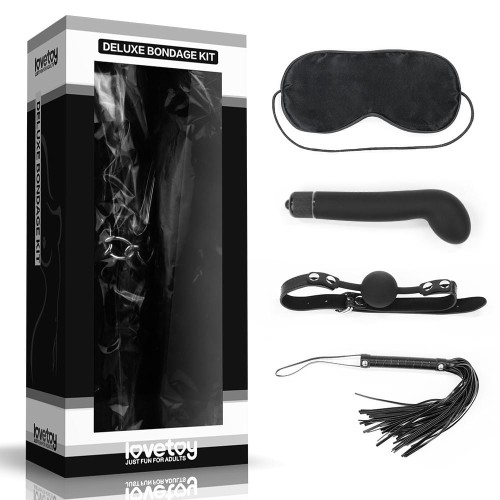 Lovetoy DELUXE BONDAGE KIT zestaw BDSM maska wibrator knebel i pejcz