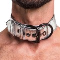 Lovetoy FETISH METALLIC PUP COLLAR WITH LEASH  srebrna obroża ze smyczą BDSM