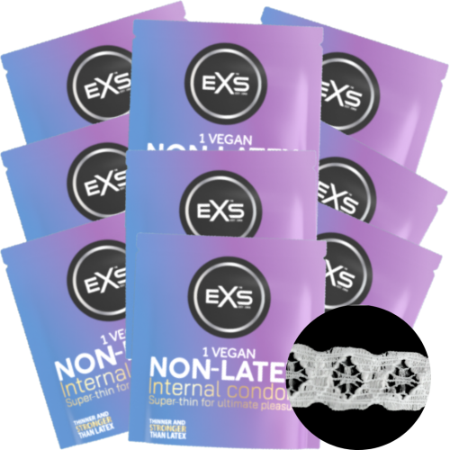 EXS Non-Latex Internal Condom - Lace Straps (koronka) damskie prezerwatywy zestaw 25 szt