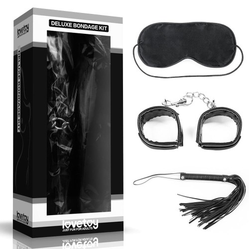 Lovetoy zestaw BDSM DELUXE BONDAGE KIT (maska,kajdanki,pejcz)