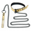 Lovetoy obroża BONDAGE FETISH GOLD PUP COLLAR WITH LEASH