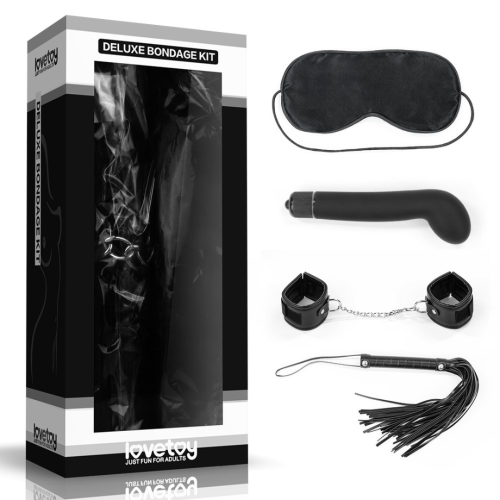 Lovetoy zestaw BDSM DELUXE BONDAGE KIT (maska,kajdanki,pejcz,wibrator)