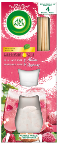 Air Wick Essential Oils Pachnące patyczki musujące wino z maliną 30 ml