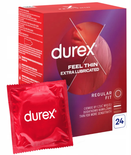 Durex Feel Thin Extra Lubricated prezerwatywy dodatkowo nawilżane 24 szt