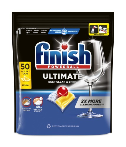 Finish Ultimate Lemon All In 1 Kapsułki do mycia naczyń w zmywarce 50 sztuk