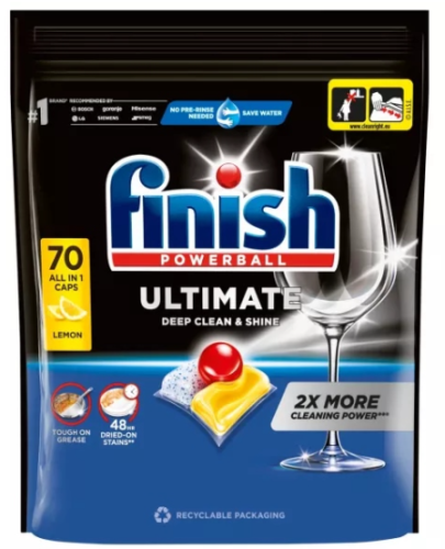 Finish Ultimate Lemon All In 1 Kapsułki do mycia naczyń w zmywarce (70 sztuk)