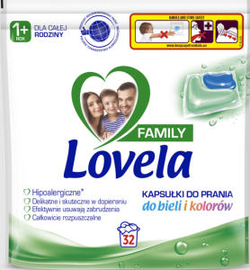 Lovela Family Uniwersalne kapsułki do prania biel/kolor 32 szt.