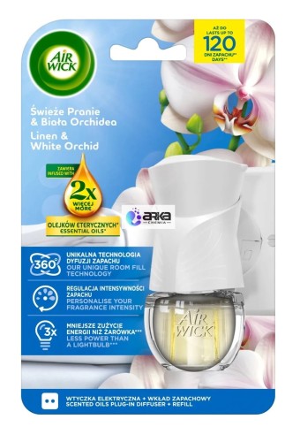 Air Wick Elektryczny Świeże Pranie & Biała Orchidea 19ml Komplet