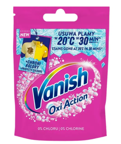 Vanish Oxi Action Pink Odplamiacz do tkanin w proszku saszetka 30 g