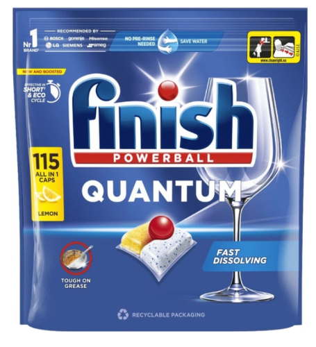 Finish Quantum Lemon All In 1 Kapsułki do mycia naczyń w zmywarce 115 sztuk