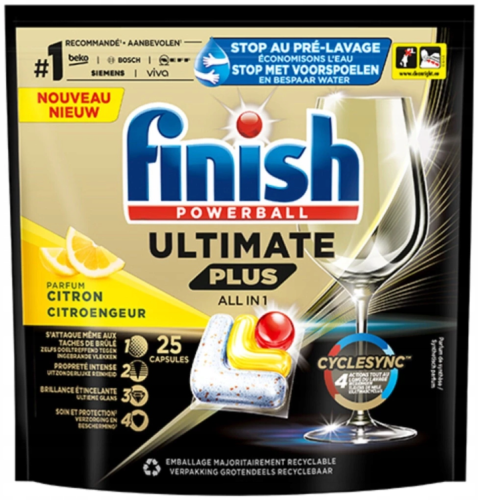 Finish Ultimate Plus Parfum Kapsułki do mycia naczyń w zmywarce Cytrynowe 25 szt