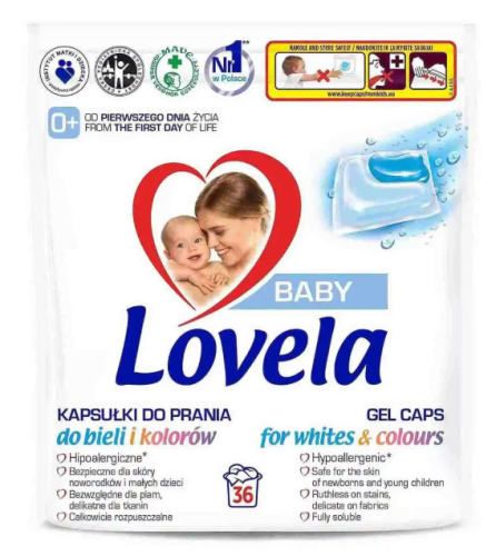 Lovela Baby Uniwersalne kapsułki do prania biel/kolor 36 szt.