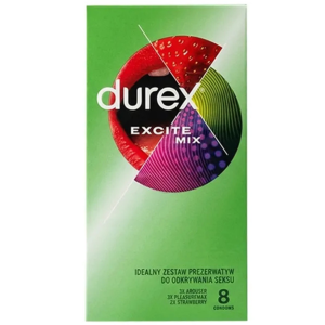 Durex Excite Mix Prezerwatywy Prążkowane Smakowe 8 szt.
